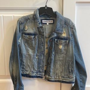 Express brand distressed jean jacket, super cool looking!